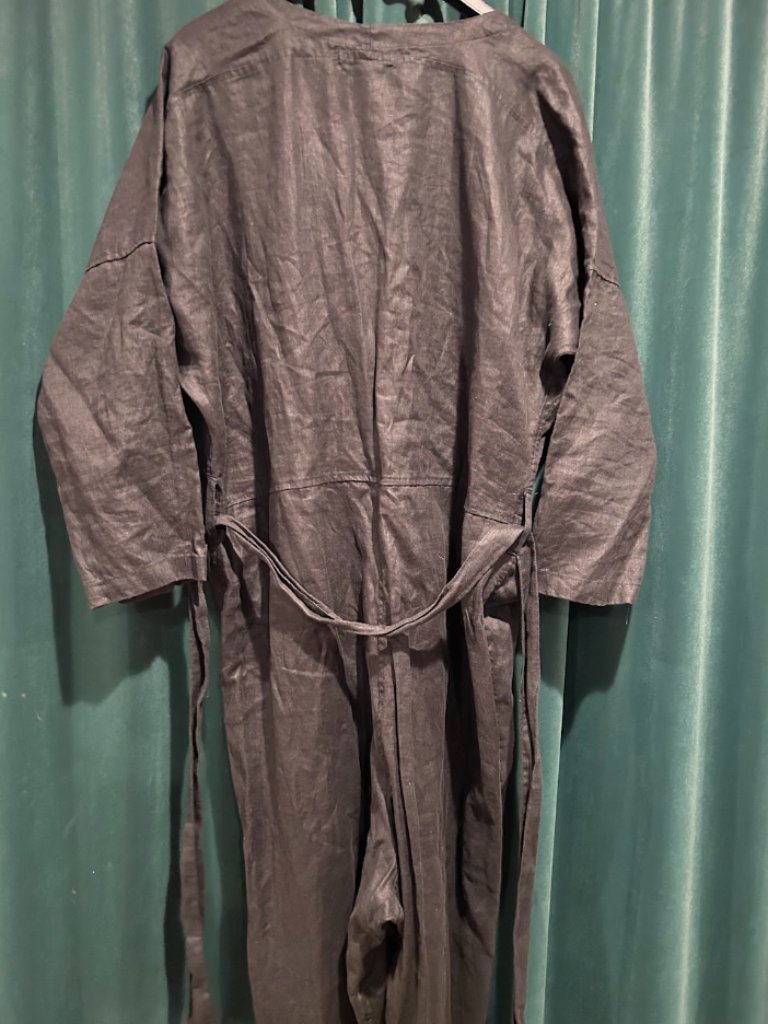 Avy And Co Iris Black Linen Long Sleeve Jumpsuit Australian Slow Fashion Os Nwot — image 4 of 8